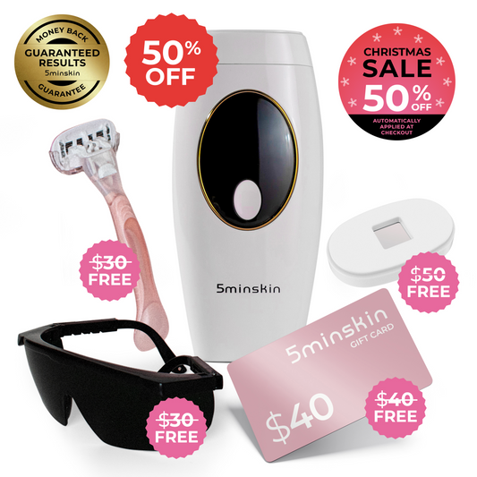 5MINSKIN AT-HOME LASER HAIR REMOVAL HANDSET - 50% OFF CHRISTMAS  SALE + 4 FREE GIFTS (WORTH $150)