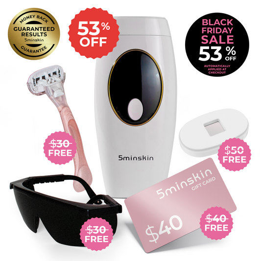 5MINSKIN AT-HOME LASER HAIR REMOVAL HANDSET - 53% OFF BLACK FRIDAY  SALE + 4 FREE GIFTS (WORTH $150)